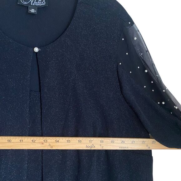 Alex Evening Beaded Sleeve Twinset 2X Black Fairy Glam Party Wedding Guest Wear - Picture 3 of 9